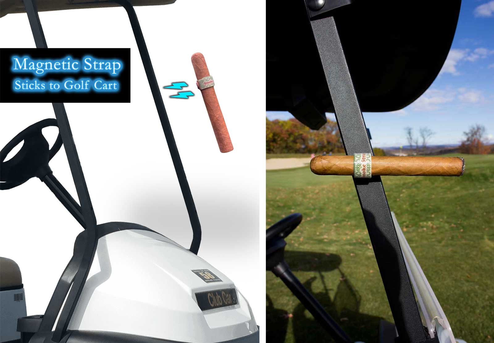 (2-Pack) Magnetic Cigar Holder for Golf Cart, Universal Cigar Clip with Extra Strong Magnet and Anti-slip Back, No Scratch